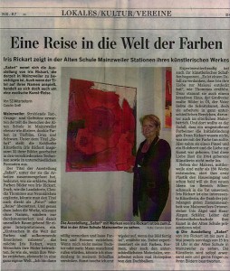 Artikel Saarbrücker Zeitung Ausstellung Alte Schule Mainzweiler